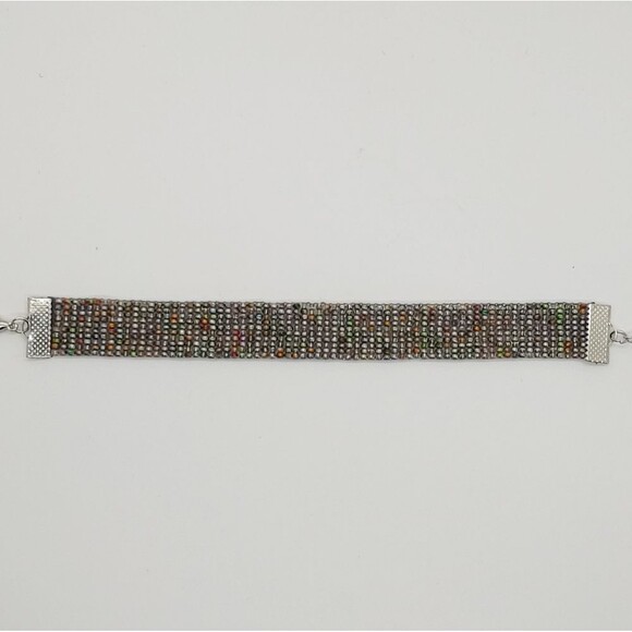 *Sale* Loom Beaded Bracelet Silver Multi - Color - Picture 2 of 4